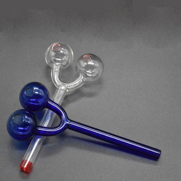 Tigela dupla no atacado Pyrex Glass Burner Tubs grossa de 140 mm de tubo de fumação para cigarro para fumaça de fumaça de erva seca de tabaco