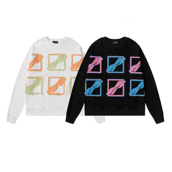

men's hoodies sweatshirts autumn and winter we11 halo dyed colorful six square round neck sweater for men women, Black
