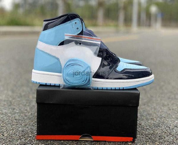 

jumpman 1 high og obsidian/blue chill-white men/women shoes outdoor sports sneakers with original box fast delivery