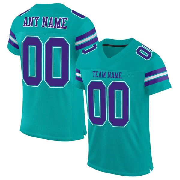 

custom aqua purple-white mesh authentic football jersey 6698, Black