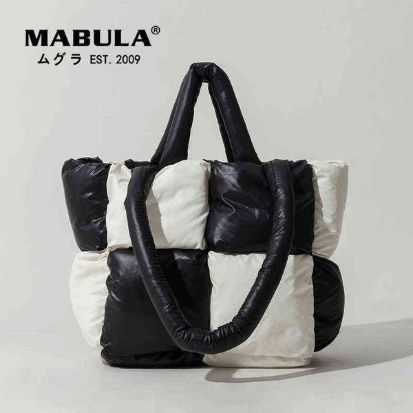 Mabula Market Market Market Luxury Feather Down Bolsa acolchoada Bola acolchoada Design de marca Bolsa de ombro grande feminino 220630