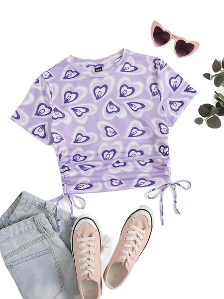 

ruched drawstring side heart n8dd#, White