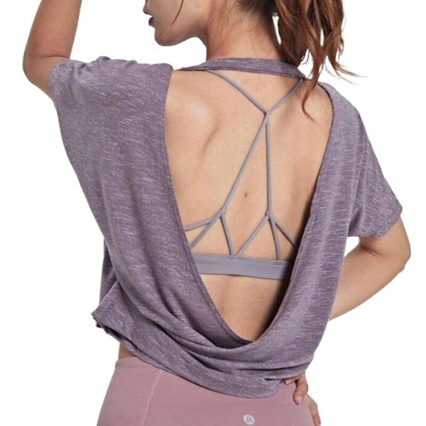 

women's crew neck yoga summer solid color black pink spandex yoga gym workout running tee tshirt sport activewear breathable quick dry, White