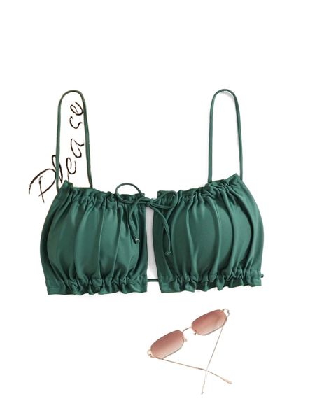 

plus cut out frill trim knot front ruched bikini v0rz#, Black