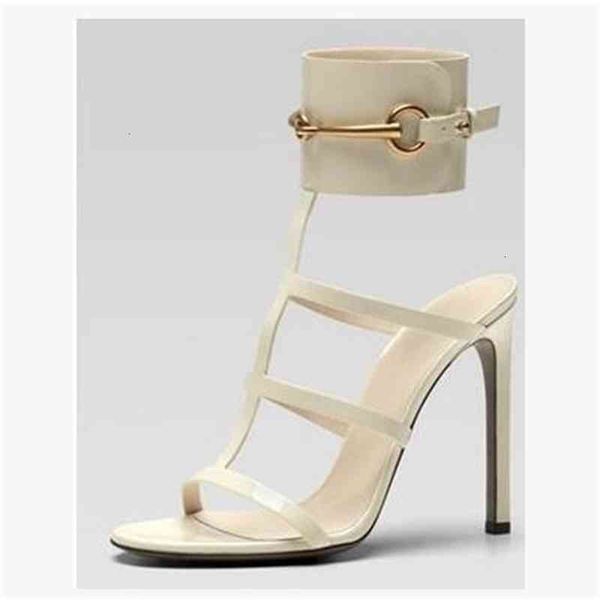 

sandals red sale-ursula patent leather horsebit ankle-strap high heel big buckle summer dress shoes size xfa3, Black