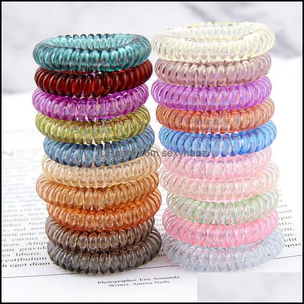 Elastici per capelli Gioielli Color caramella Filo telefonico Cavo Cravatta Ragazze Bambini Anello elastico per capelli Bracciale in corda da donna S Dh1M0