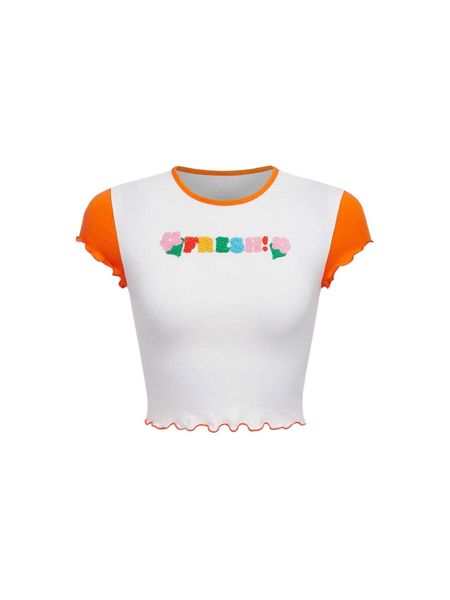 

mod letter pattern lettuce trim tee a0qf#, White