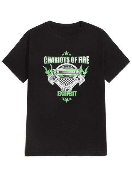 

romwe guys letter car graphic tee i1u4#, White;black