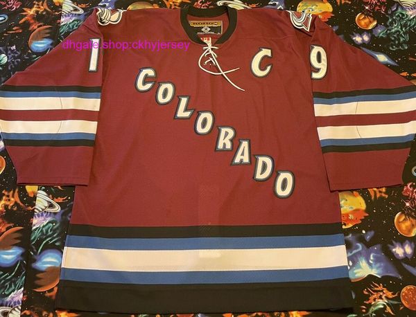 

stitched koho authentic joe sakic hockey jersey mens kids throwback jerseys, Black