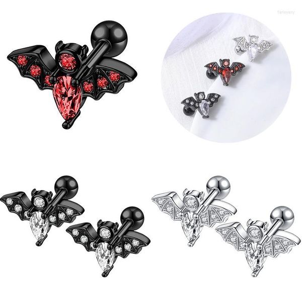 Stud Bat Studs Küpe Kristal Kulak Paslanmaz Çelik Takı Kadınlar Zirkon Siyah Kearringstud Studstud Farl22