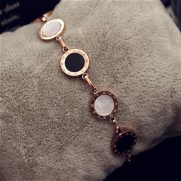 

fashion brand acrylic round charm bracelet rose gold plated titanium steel bracelet bangle for women wedding party jewelry girlfri266s, Golden;silver