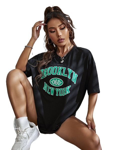 

l.etter graphic d.rop s.houlder tee w9jx#, White