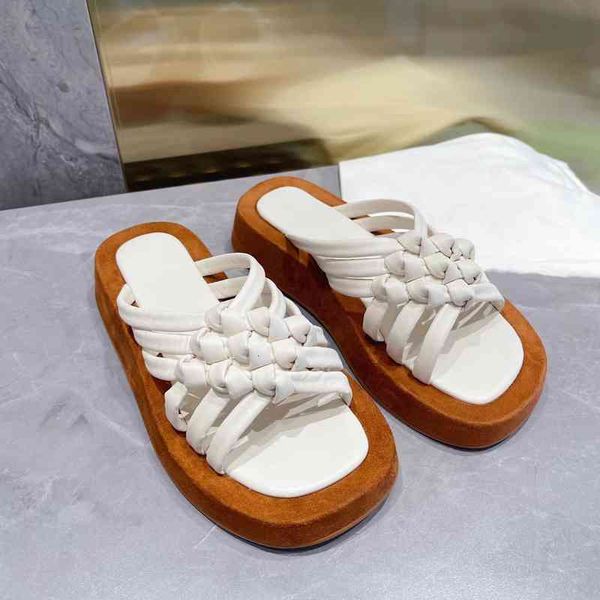 

summer leather slippers women's slippers sliding shoes open toes increased waist series, Black