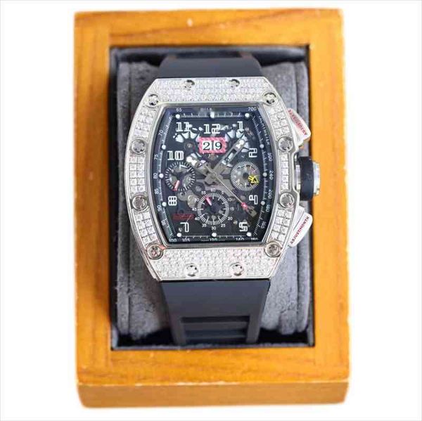 

luxury mens mechanical watch case inlay diamond tourbillion automatic richa milless brand watches men swiss movement wristwatches, Slivery;golden