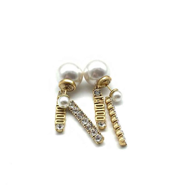 

cyber monday pearl inlaid brilliant diamonds earrings, Golden