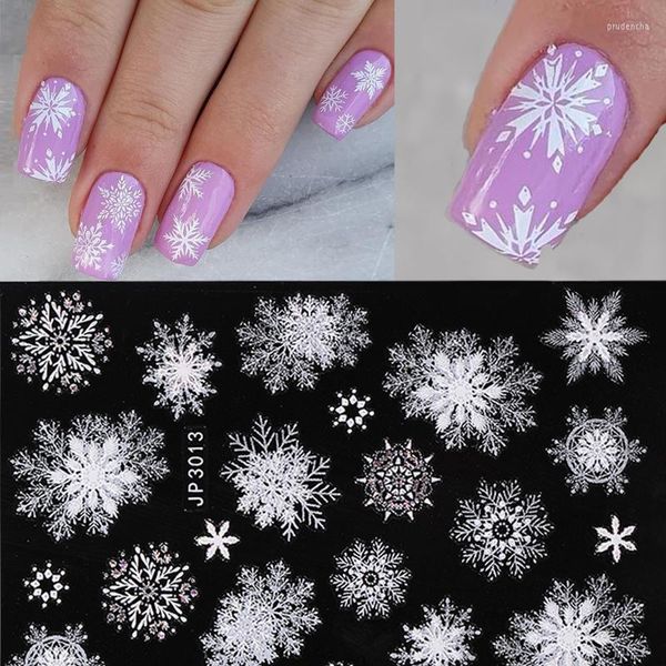 Adesivi Decalcomanie 1 pz Fiocchi di neve 3D Nail Art Natale Natale Trasferimento per unghie Decorazione autoadesiva fai da te Prud22