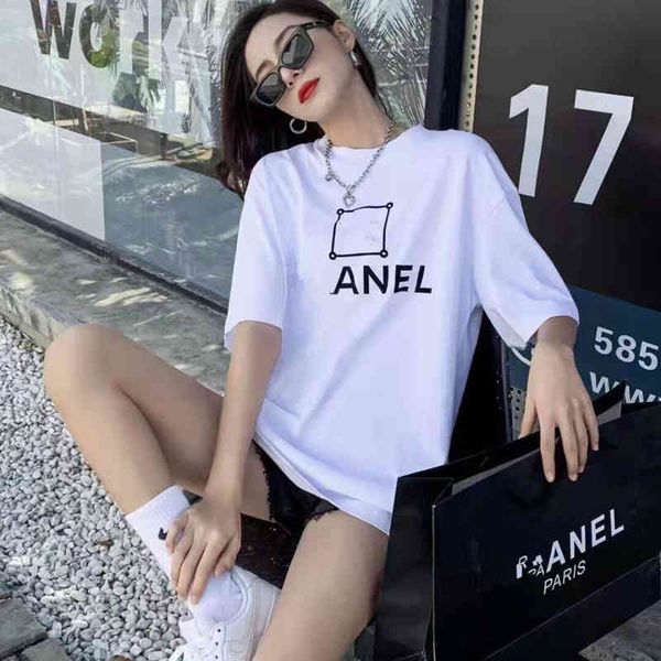 

summer new letter short sleeve t-shirt women's loose versatile top, White