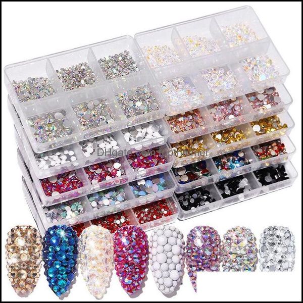 

nail art decorations salon health beauty colorf ab crystal charms rhinestone set flat-bot otggy, Silver;gold