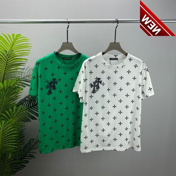 

50% off discount summer new ch crowe short sleeve t-shirt men's cross sanskrit embroidery tide brand factory direct sale low price t sh, White;black