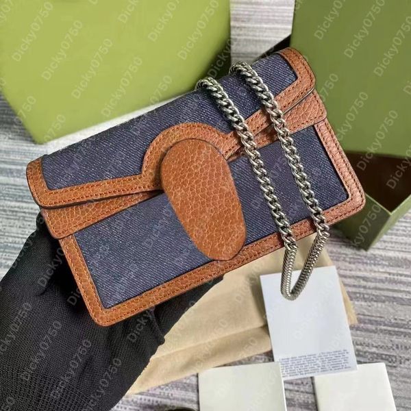 Borse da donna Borsa di lusso mini borsa a tracolla da donna portafoglio firmato su catena dicky0750 borse borse a tracolla porta carte borsa catene di denim portafogli drago patta piccola