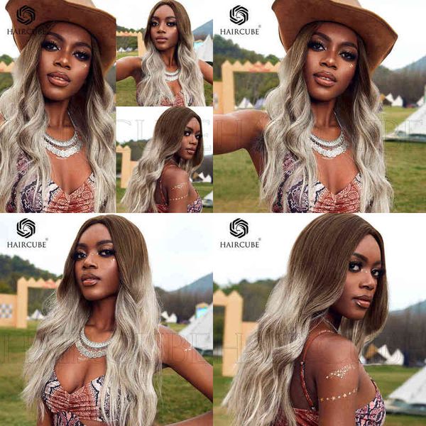

wind women's wig set middle long section gradual gray big wave curly hair exotic style fluffy and natural 220527, Black