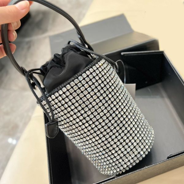 

bling crystal clutch evening bag women 2022 luxury designer korean green rhinestone bucket shoulder bag wedding party ladies new