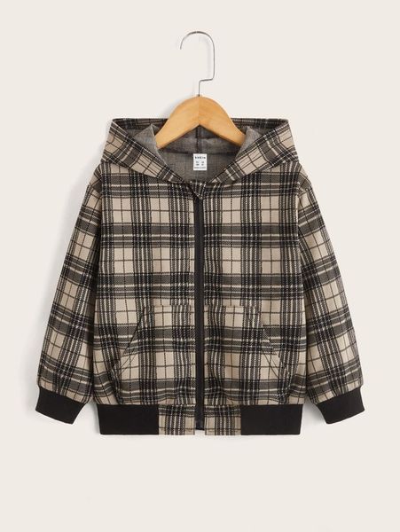 

toddler boys tartan pattern kangaroo pocket hoodie she, Blue;gray