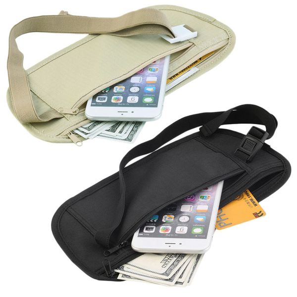 Bolsa de cintura invisível de viagem para passaporte saco de cinto de cinto oculto carteira de segurança pacote de peito 220520