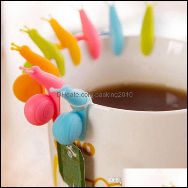 6 цветов, чтобы выбрать милую форму улитки Sile Tea Mug Holder Cup Mug Candy Gift Set Good Tools Infuser LX6026 Drop Delive 2021 Coffee Drinkwa