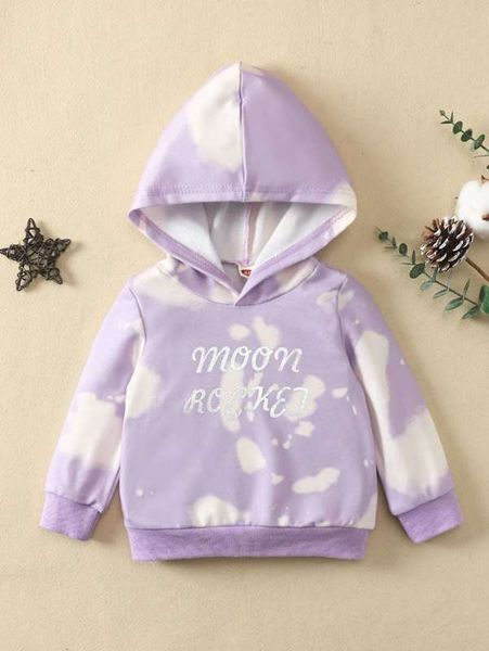 

baby letter graphic tie dye hoodie she, Black