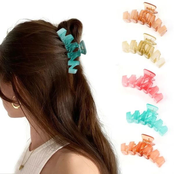 2022 Лето хвостовые прически для волос для женщин для женщин Желея градиент корейский слок Claw Crab Clip Hair Clip Barrettes Accessories