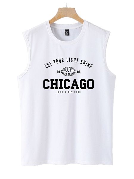 

romwe guys letter tank u5md#, White;black