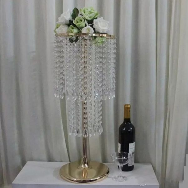 Porta sfera per fiori da sposa in cristallo acrilico 60 cm Centrotavola per vaso Supporto per vaso Candeliere in cristallo Decorazione di nozze Colore oro argento