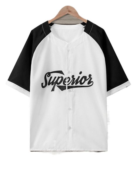 

men letter graphic colorblock shirt g1fi#, White;black