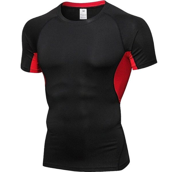 

yuerlian men's compression shirt yoga summer black / red white fitness gym workout running tee tshirt base layer short sleeve sport act