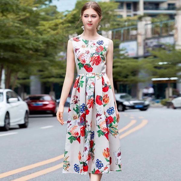 

casual dresses designer spring and summer new fashion women's clothing printing nail drill sequin temperament lady big swing vest dress, Black;gray