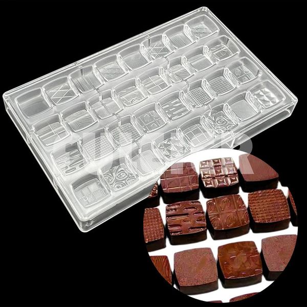 32 orifícios 16 formas quadradas de estilo policarbonato molde de chocolate Sweets Bonbon Cake Candy Confetionery Tool 220601