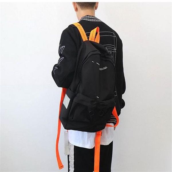 

-designer men and women fashion brand backpack orange canvas belt strap nylon off ribbon youth schoolbag bags large capaci273y