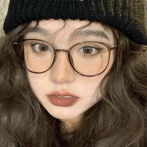 

sunglasses brown ultra light myopia glasses female plain korean version tide degree can be matched with ins wind round face thin eye frame, White;black