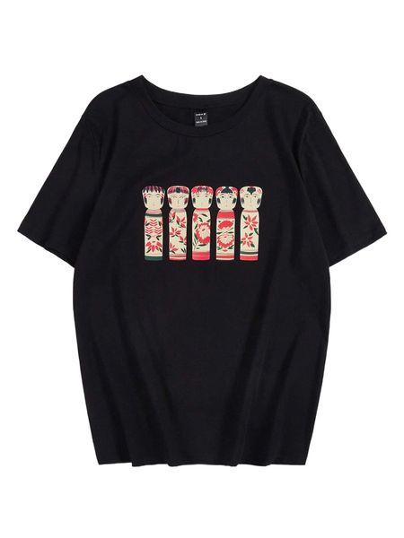 

x chobayspoda round neck cartoon graphic tee z8wc#, White