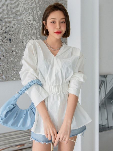 

dazy drop shoulder peplum blouse h09o#, White