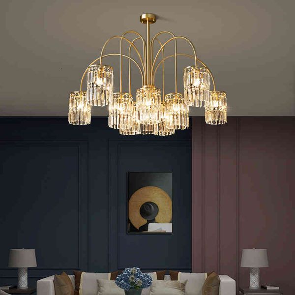 

pendant lamps designer living room chandelier all copper crystal nordic simple hall lamp modern creative atmosphere restaurant chandelier