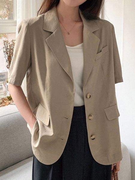 

dazy lapel neck button front blazer y4jt#, White
