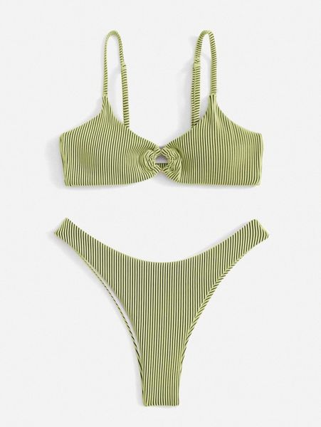 

striped ring linked bikini swimsuit p77e#, White;black