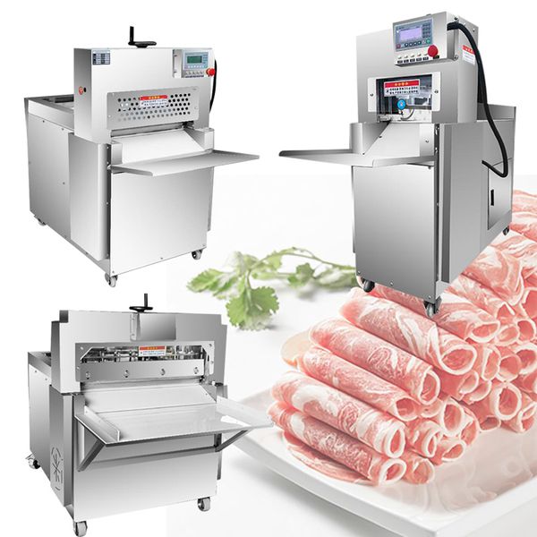 Máquina de fatizador de carne congelada comercial para restaurante de panela quente cantão de carneiro rolo de bacon Ham 0-50mm Máquina de fatiamento ajustável