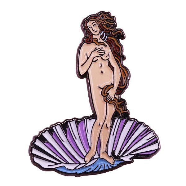 

venus birth brooch greek goddess charm art emblem collection, Blue