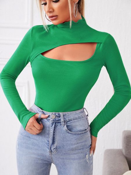 

cutout front fitted tee j10w#, White