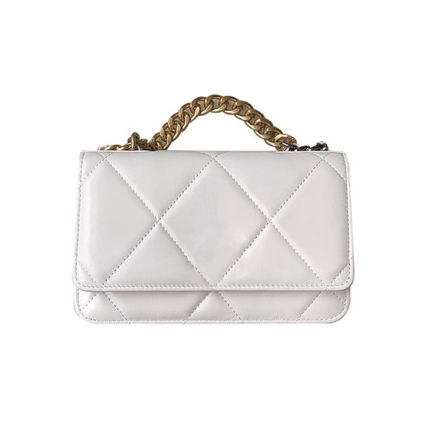 

designer bags pure white crossbody bag new gold label logo gold silver chain retro classic 19cm