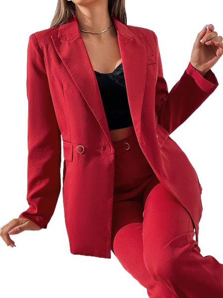 

peak collar double button blazer x177#, White
