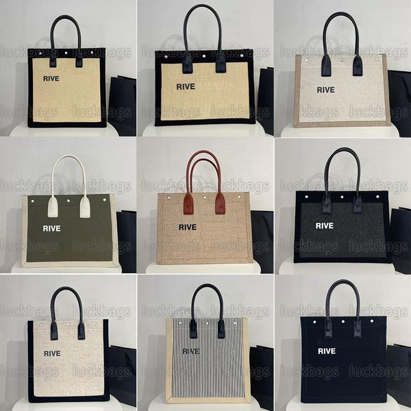 

2022 new trend rive gauche totes bags luxurys designers straw shopping bag weave leather handles large capacity summer beach travel pocket